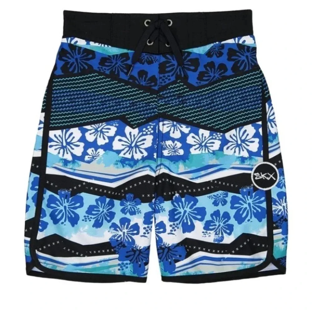 Fun SKECHERS - Blue & Black Floral - Board Shorts/ Swim Trunks - SIZE 16 Boys